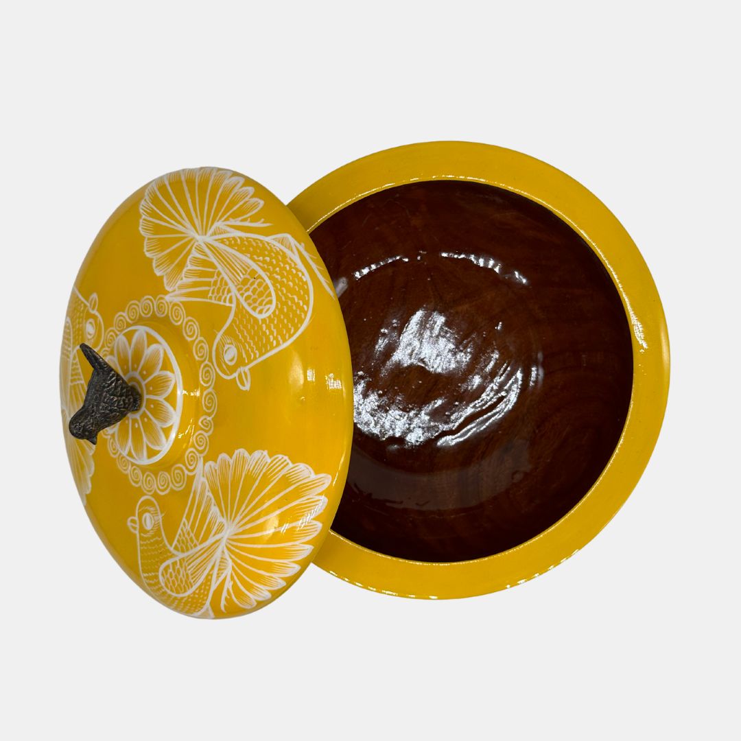 Yellow Tortilla Warmer with Bird Detail