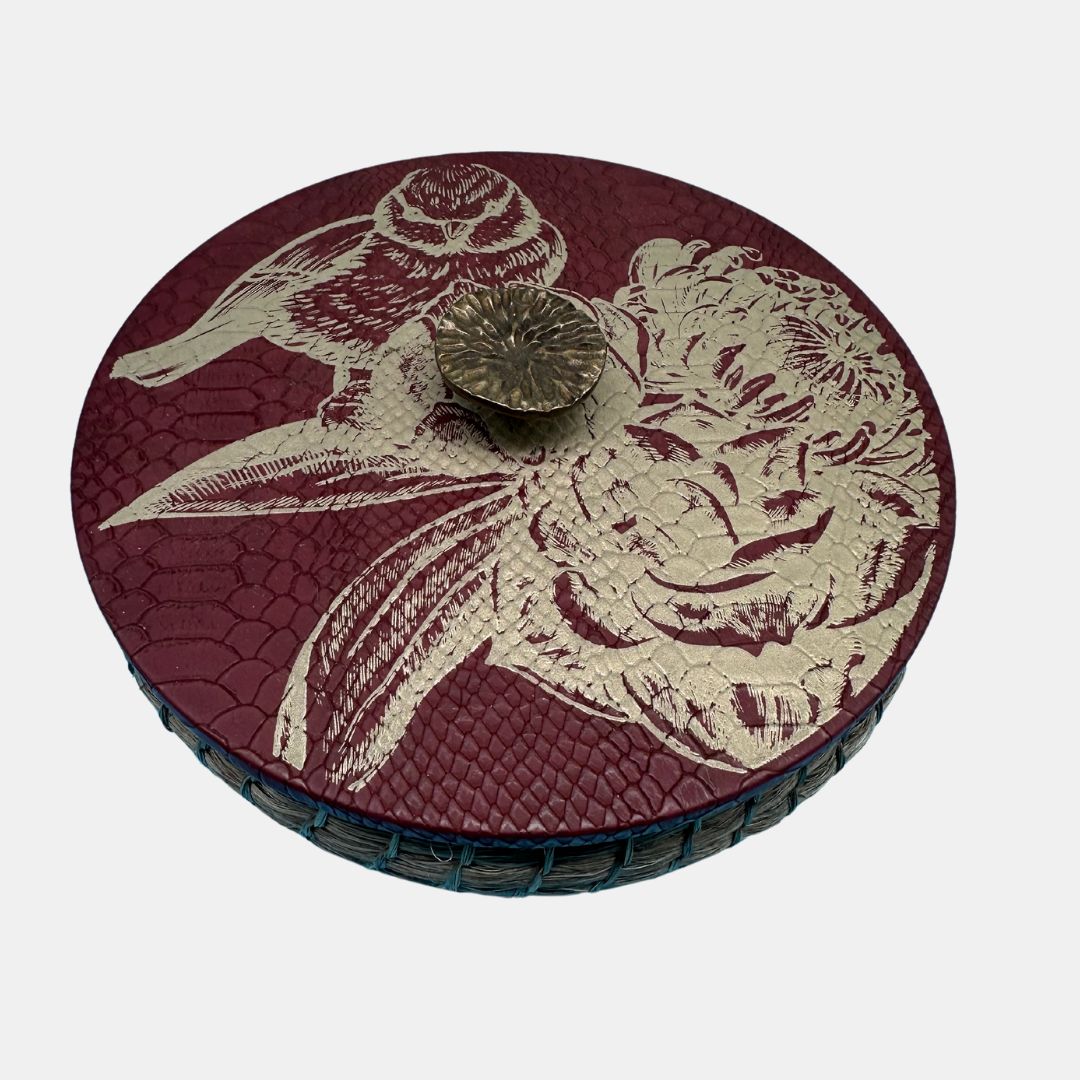 Bird and Flower (Red Wine) - Henequen Tortilla Warmer