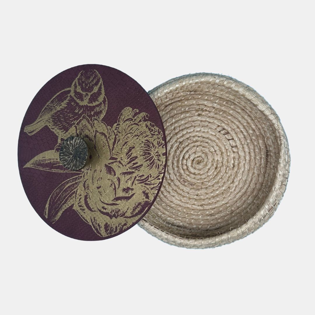 Bird and Flower (Red Wine) - Henequen Tortilla Warmer