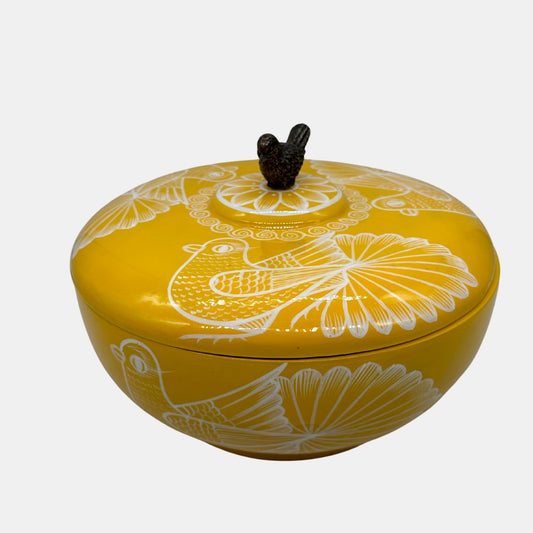 Yellow Tortilla Warmer with Bird Detail