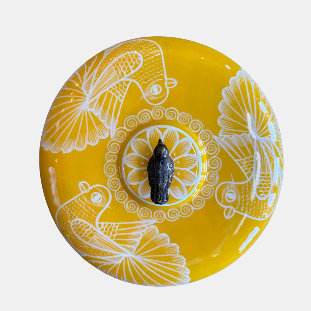 Yellow Tortilla Warmer with Bird Detail